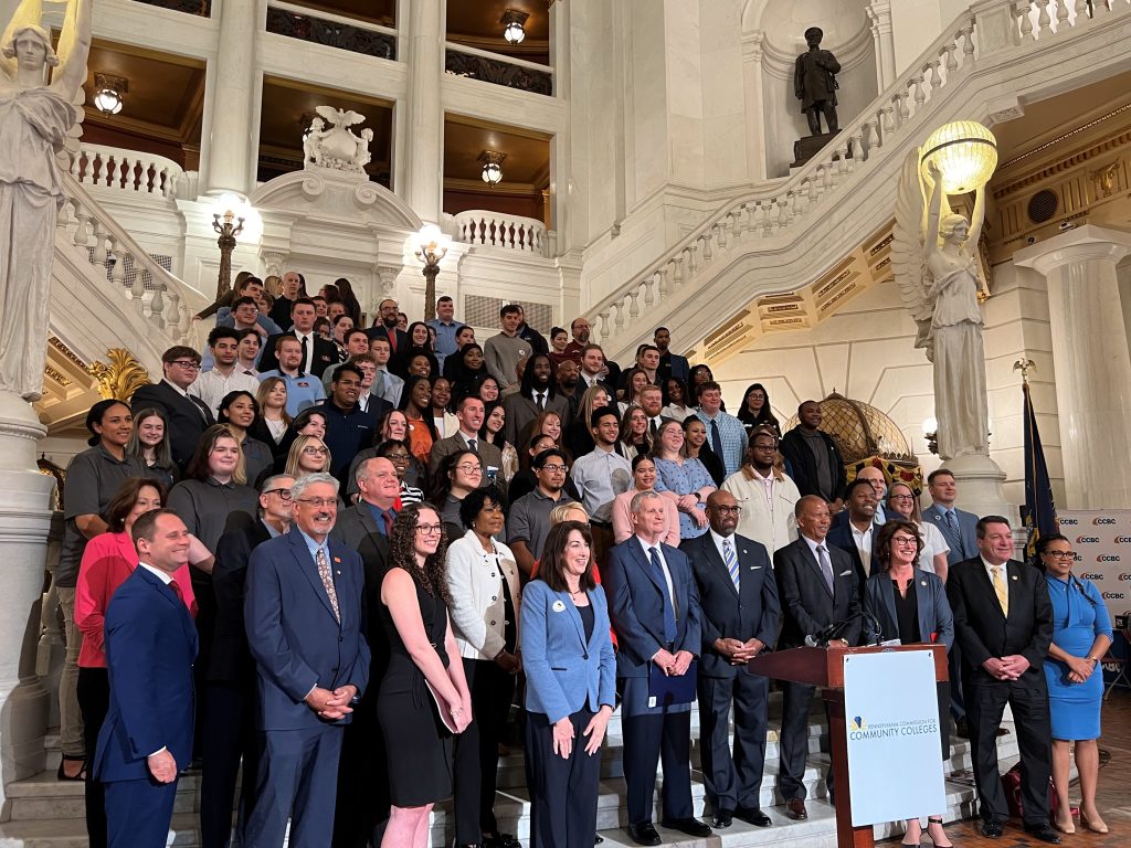 Community college students from across Pennsylvania gathered in the State Capitol to call for more state investment in Pennsylvania’s 15 community colleges.